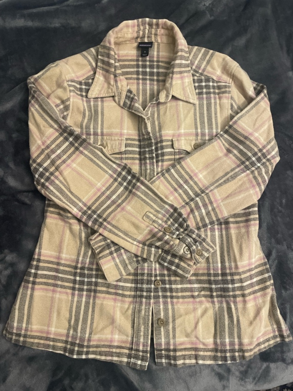 Patagonia Plaid Button-Front Jacket - Beige and Pink